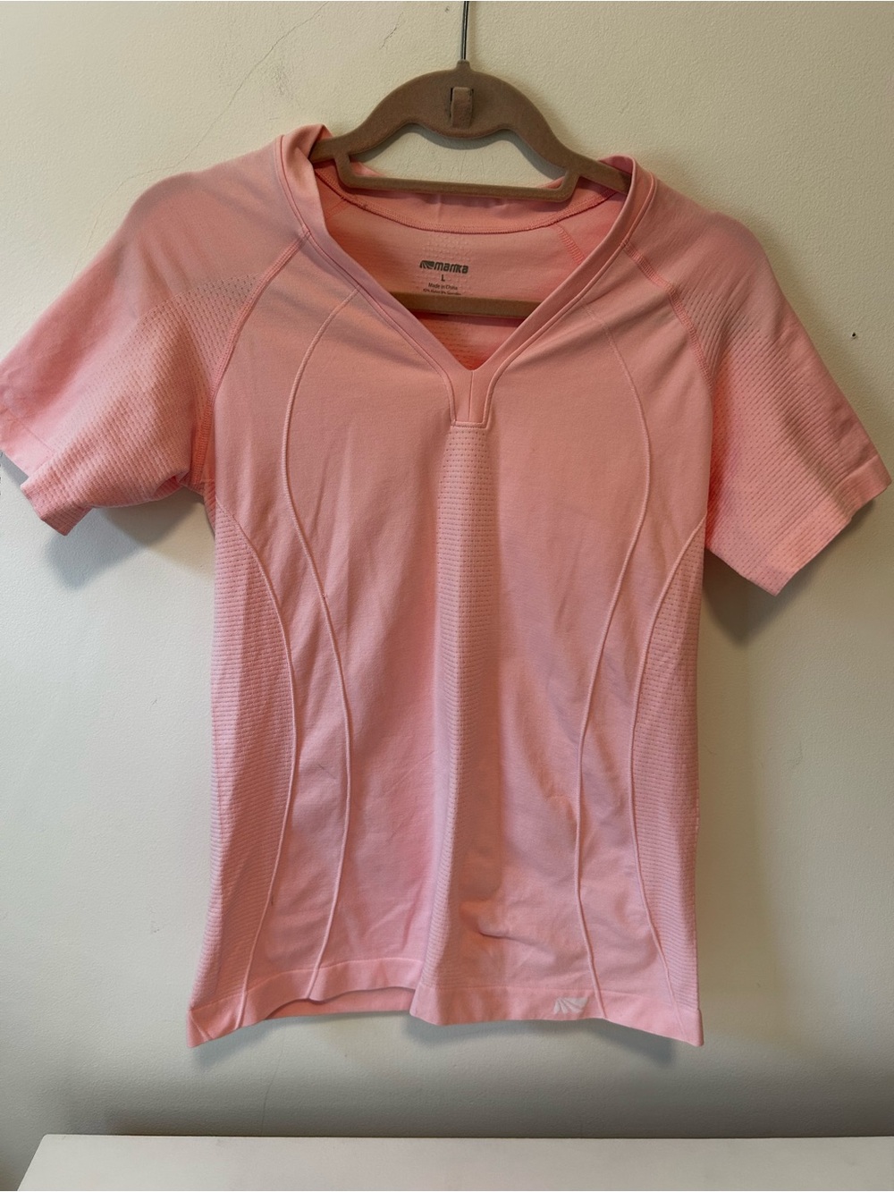 Marika Pink V-Neck Short Sleeve Active Top
